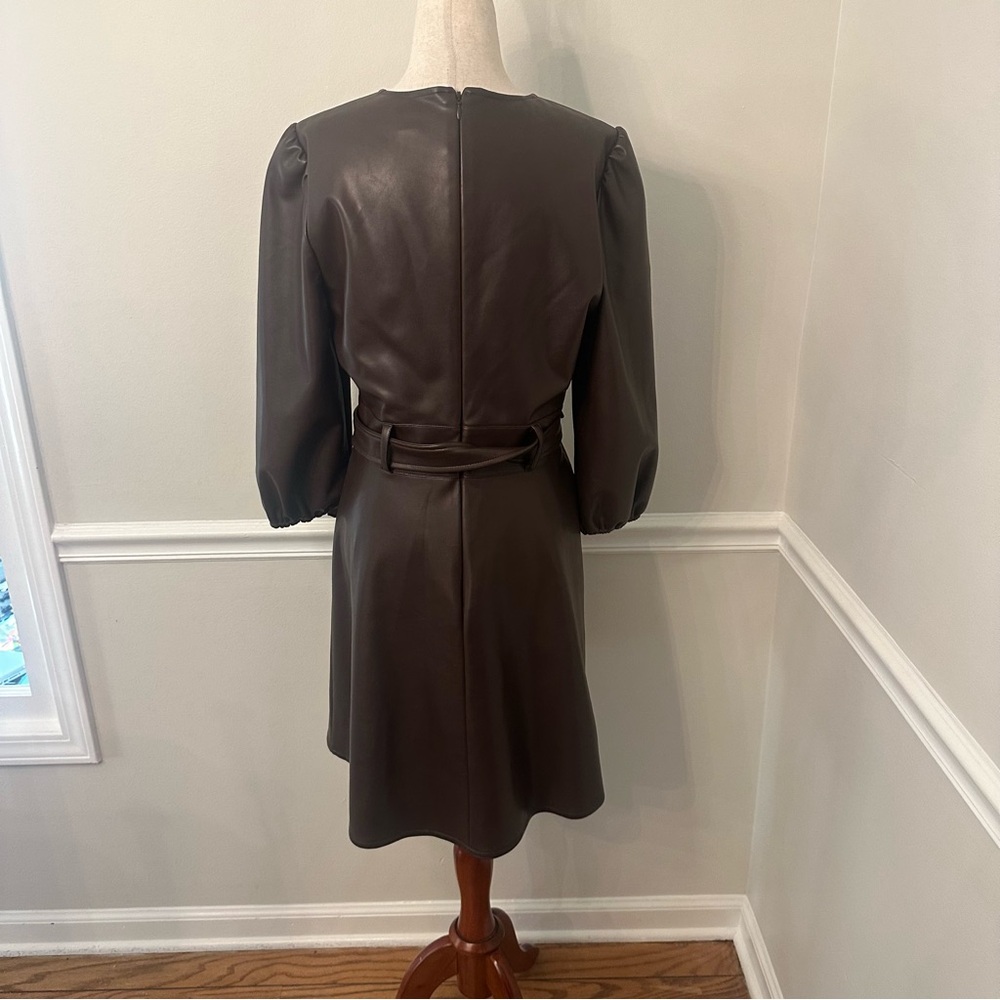 Shoshanna Brooke Faux leather dress espresso brown- Size 8 - Picture 5 of 8